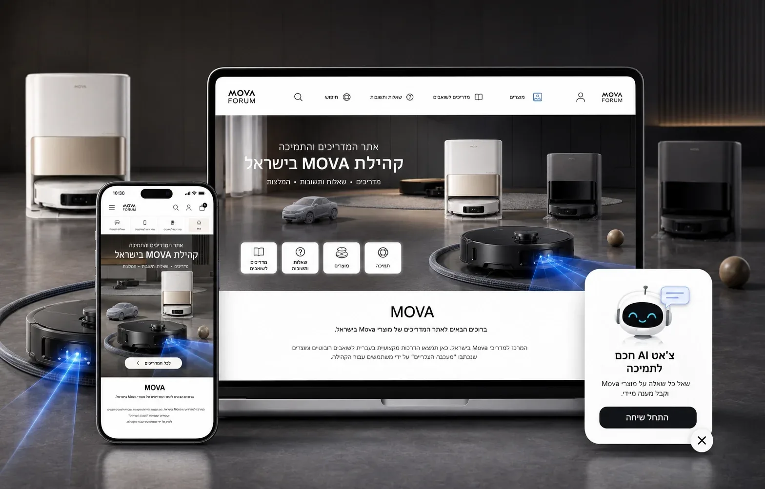אתר המדריכים והתמיכה של MOVA